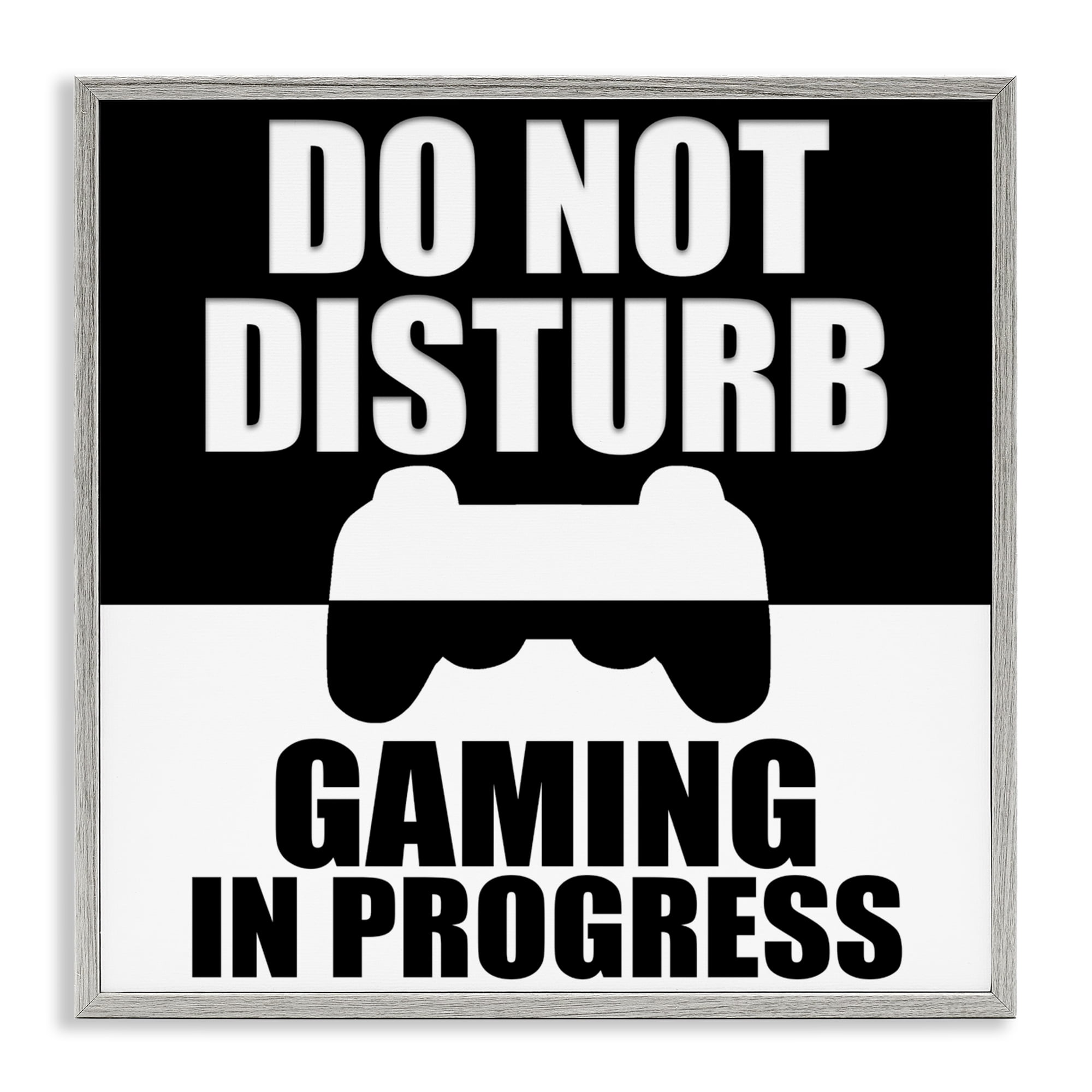 Do Not Disturb Minimal Gamer Gray Framed Giclee Art, design by Kim Allen