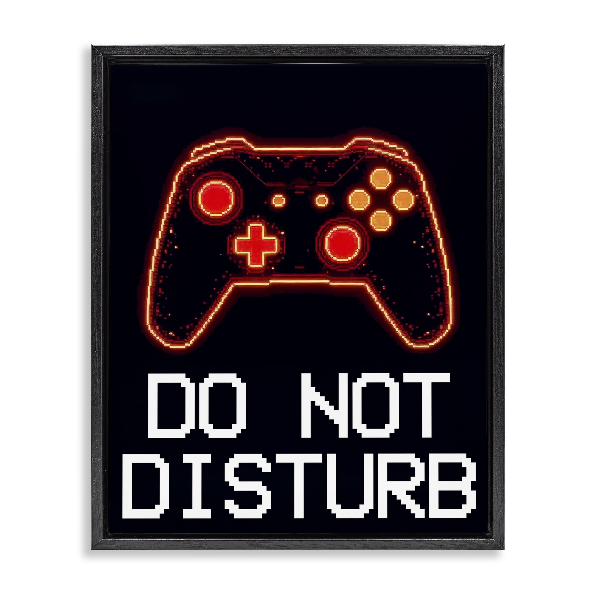 Do Not Disturb Neon Control Black Framed Floater Canvas Wall Art, design by Kim Allen