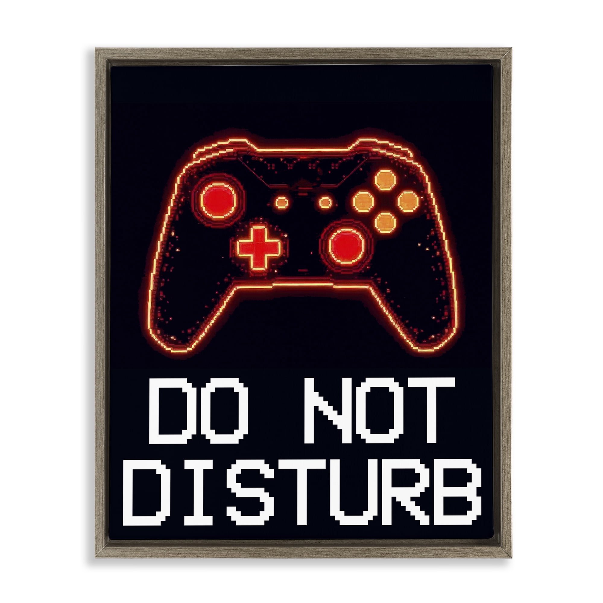 Do Not Disturb Neon Control Brown Framed Floater Canvas Wall Art, design by Kim Allen