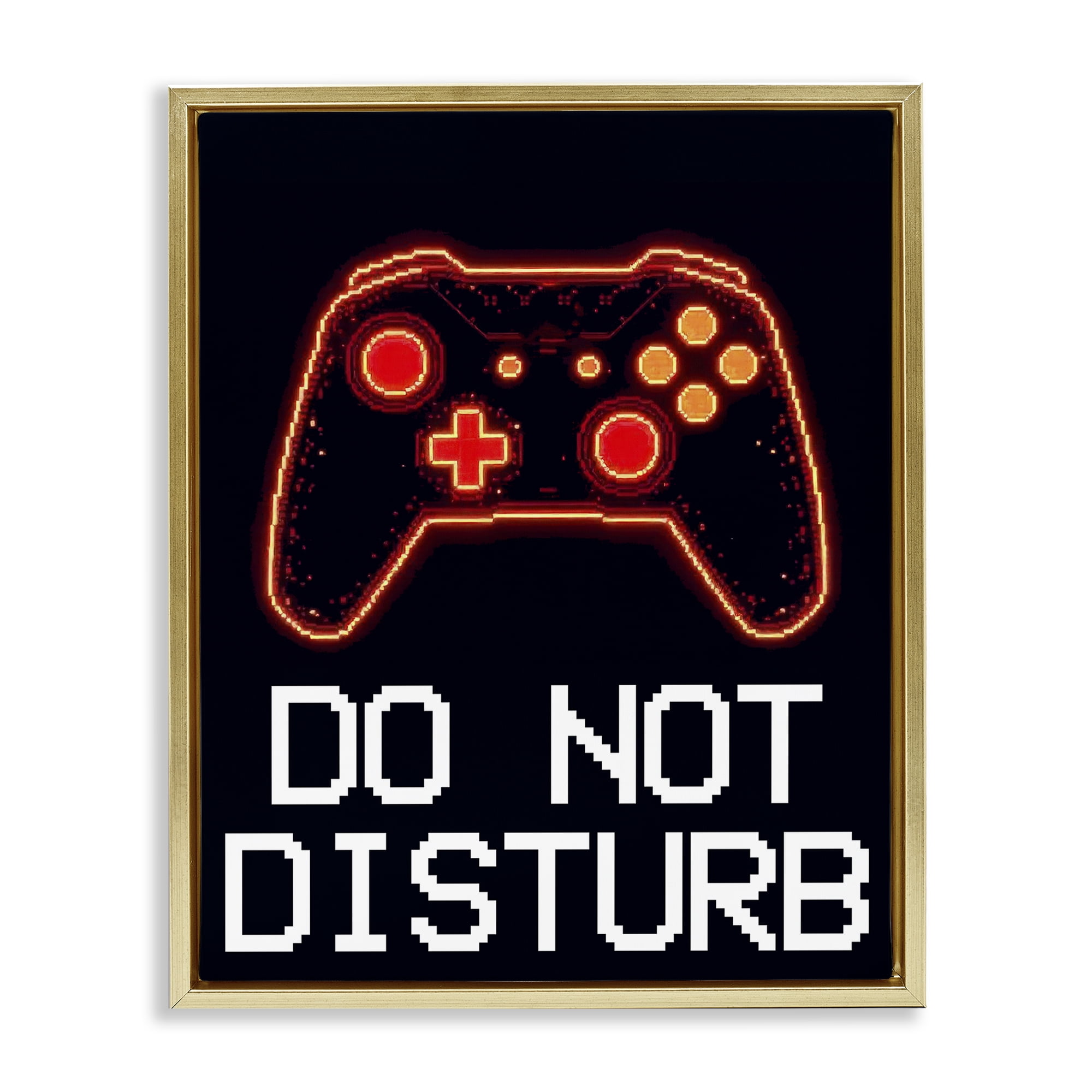 Do Not Disturb Neon Control Gold Framed Floater Canvas Wall Art, design by Kim Allen