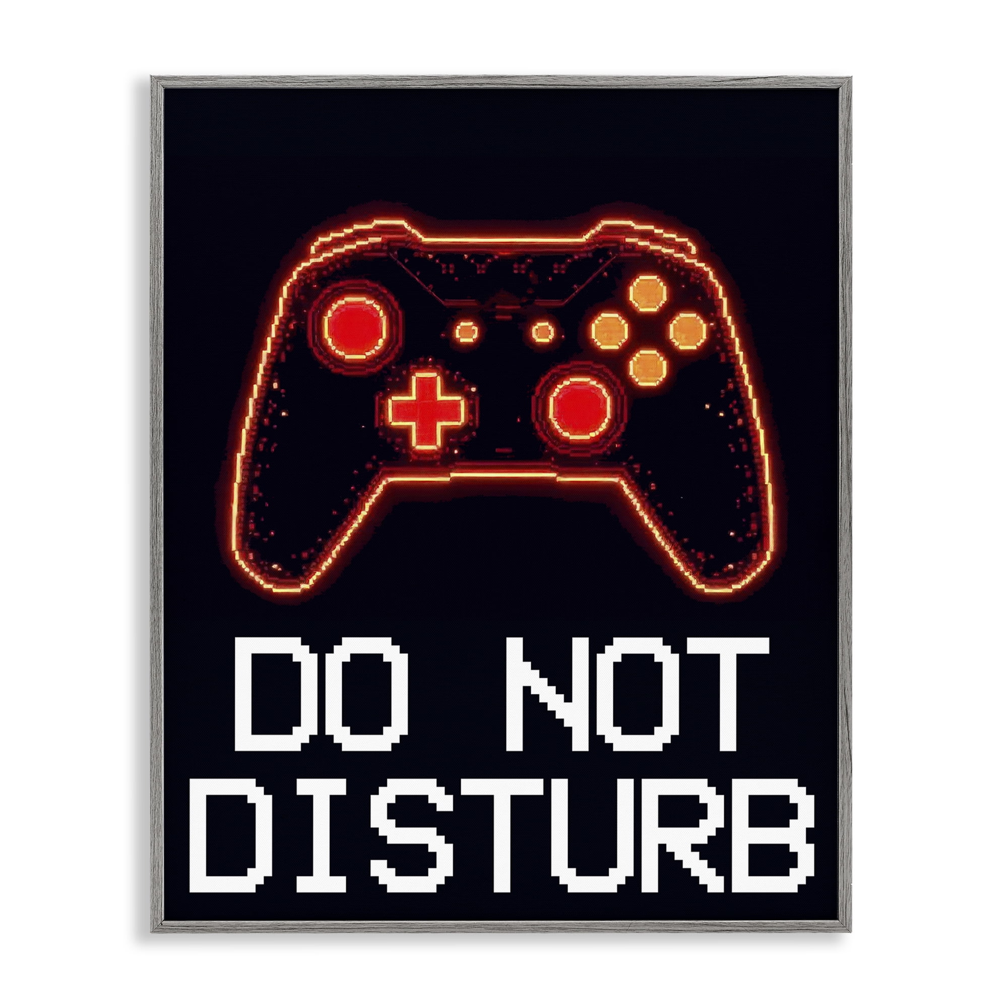 Do Not Disturb Neon Control Gray Framed Giclee Art, design by Kim Allen
