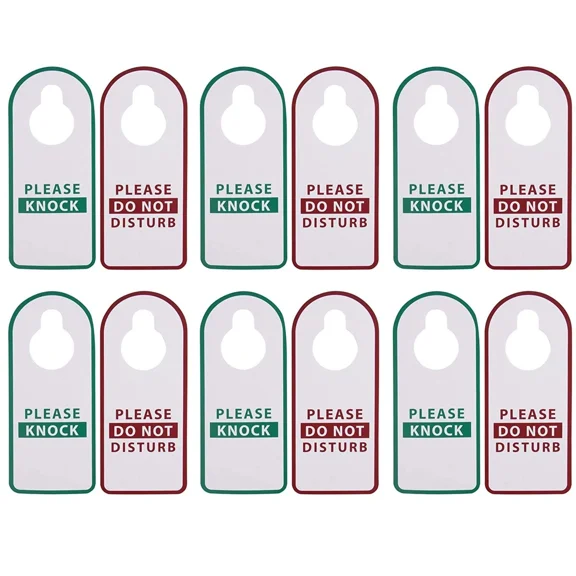 Do Not Disturb Sign - 12-Pack Please Knock Door Hanger, Plastic Door Knob Hanger