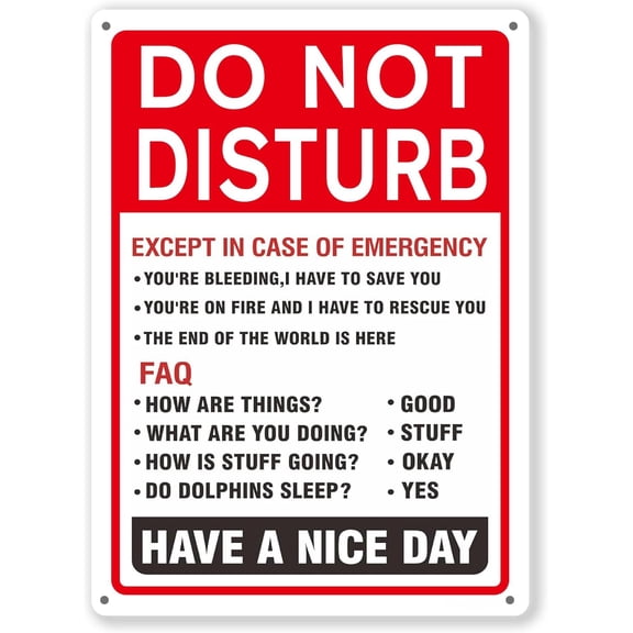 Do Not Disturb Sign,Funny Office Door Sign,Home Door Decor Signs "Do Not Disturb" 8"X12" Metal Tinplate Sign