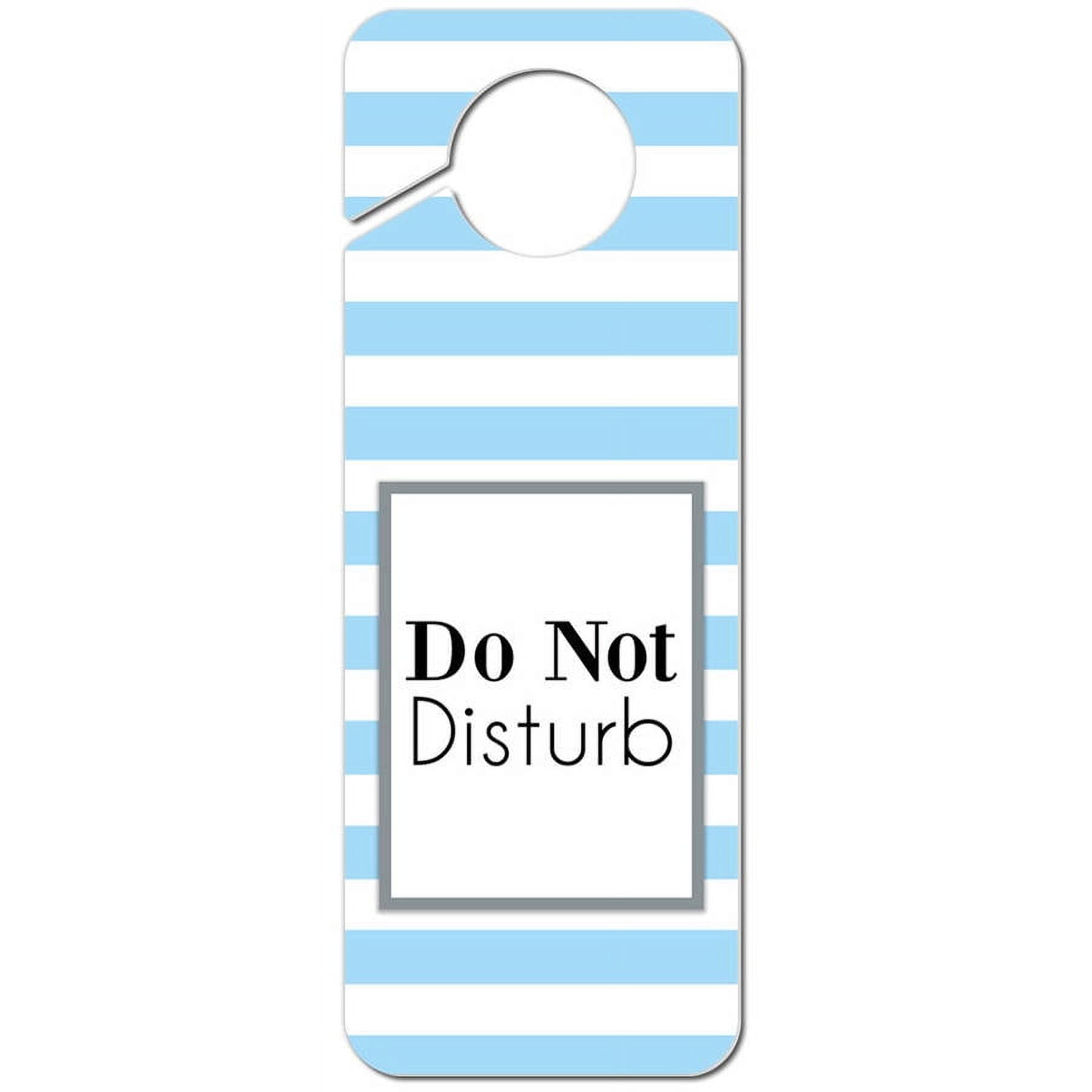 Do Not Disturb Striped Blue and White Plastic Door Knob Hanger Sign ...