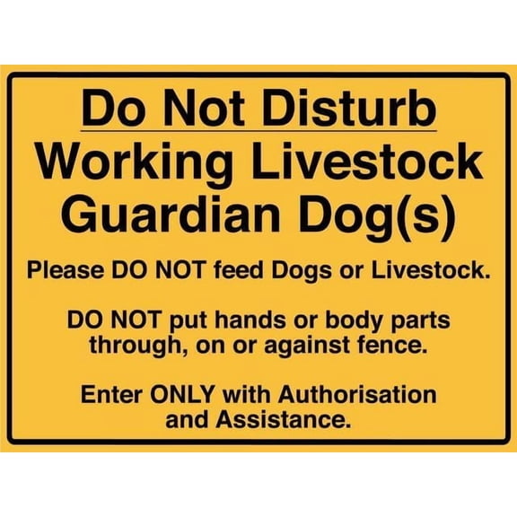Do Not Disturb Working Livestock Guardian Dog Sign Restriction Alert Attention Caution Warning Notice Aluminum Metal Tin 8"X12" Sign Plate