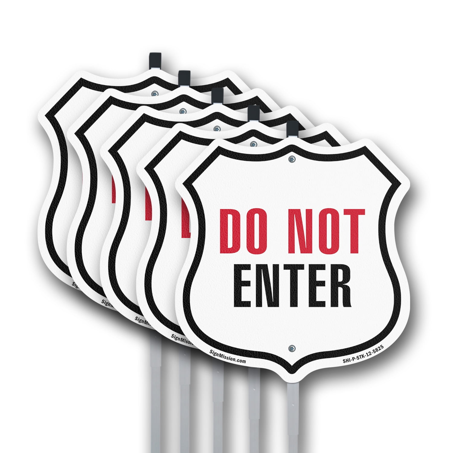 Do Not Enter (5 Pack) 12 inch X 12 inch Shield Shaped Commercial Grade ...