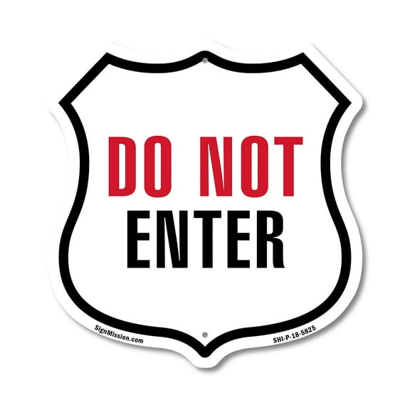 Do Not Enter (5 Pack) 12 inch X 12 inch Shield-Shaped Rust-Free Aluminum Metal Signs Weather Resistant Made in the USA