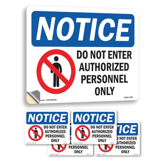 Do Not Enter Authorized Personnel Only OSHA Notice Vinyl Decal Label 5 Inch x 3.5 Inch - 5 Pack