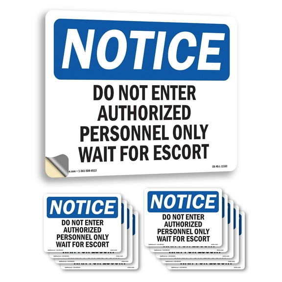 Do Not Enter Authorized Personnel Only Wait OSHA Notice Vinyl Decal Label 14 Inch x 10 Inch - 10 Pack
