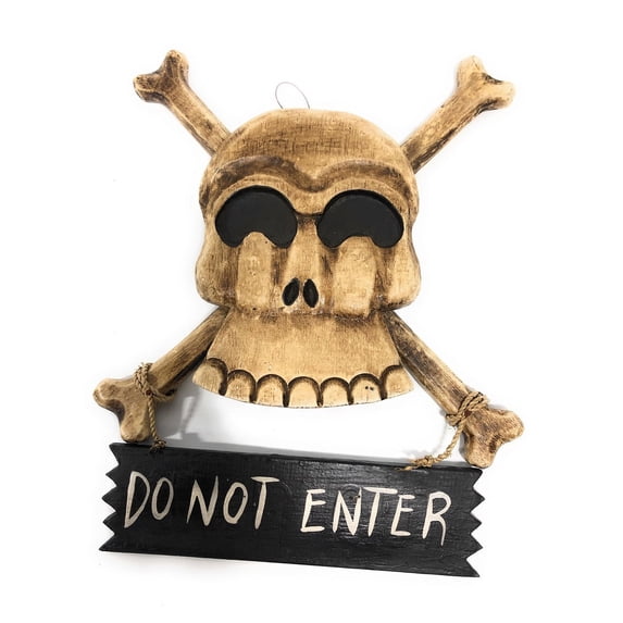 Do Not Enter Crossbones Sign 12" - Skull Decor | #kng21004a