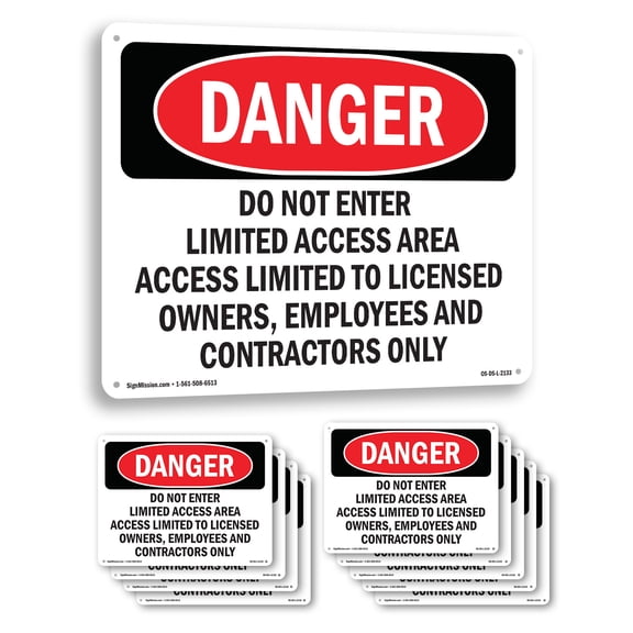 Do Not Enter Limited Access Area Access OSHA Danger Aluminum Sign 14 Inch x 10 Inch - 10 Pack
