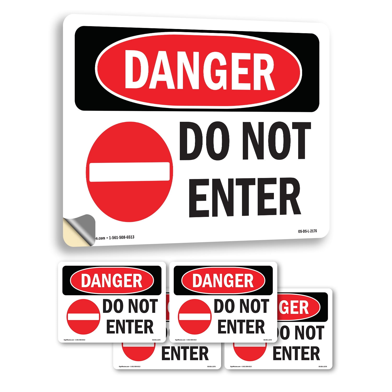 Do Not Enter OSHA Danger Vinyl Decal Label 14 Inch x 10 Inch - 5 Pack ...