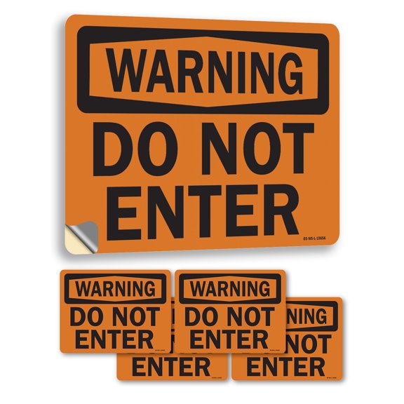 Do Not Enter OSHA Warning Vinyl Decal Label 14 Inch x 10 Inch - 5 Pack