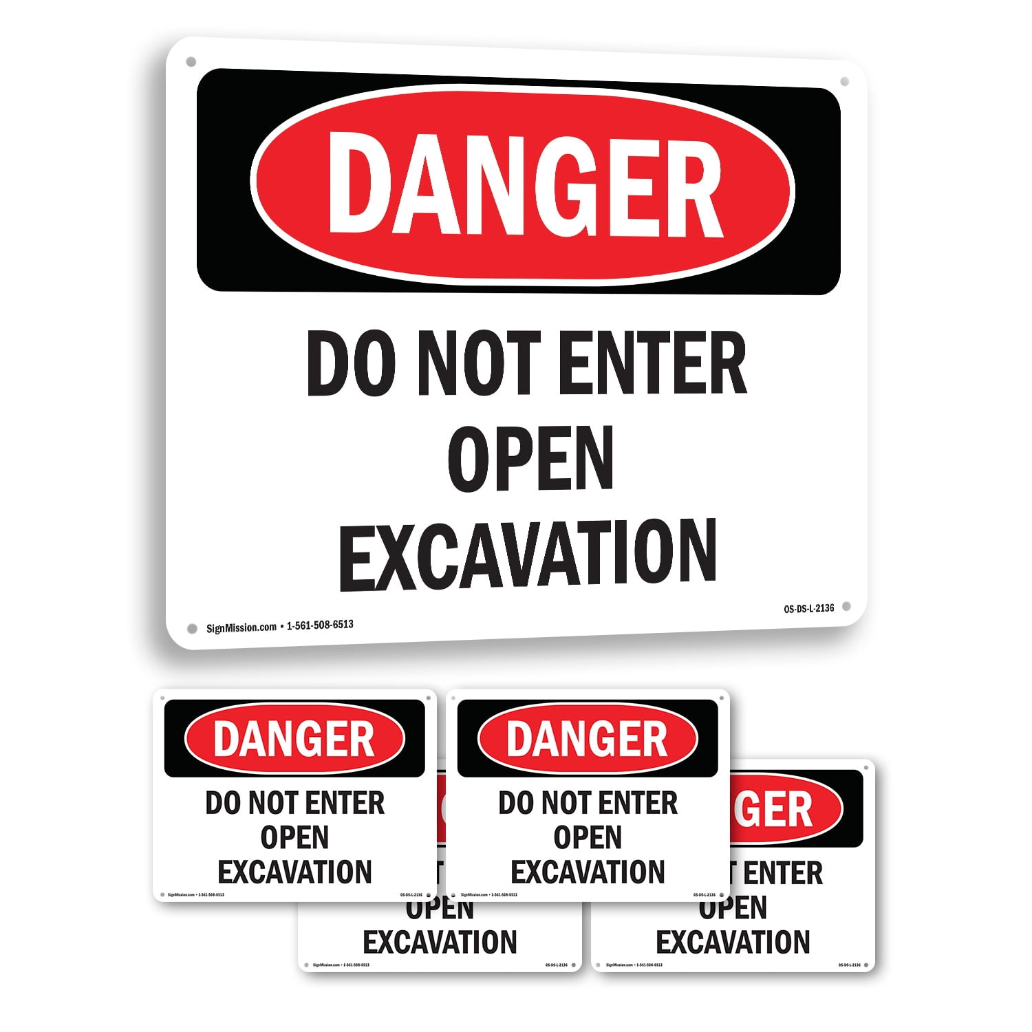 Do Not Enter Open Excavation OSHA Danger Aluminum Sign 14 Inch x 10 ...