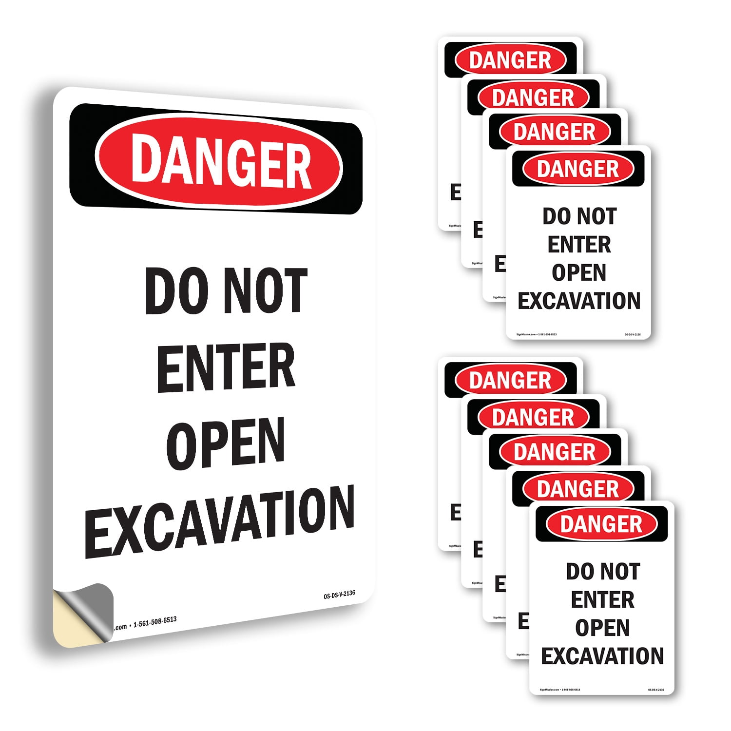 Do Not Enter Open Excavation OSHA Danger Vinyl Decal Label 10 Inch x 7 ...