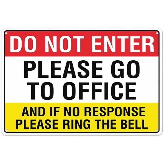 Do Not Enter Please Go To Office Sign, 8"x12" Aluminum Tin Warning Sign, Directional Sign for Home Outdoor Garden