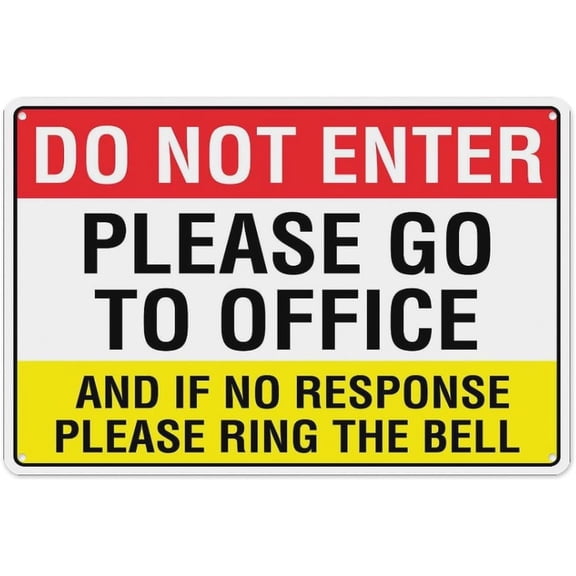 Do Not Enter Please Go To Office Sign 8"x12" - Aluminum Tin Warning for Home Outdoor Garden, Durable Directional Decor for Workplace