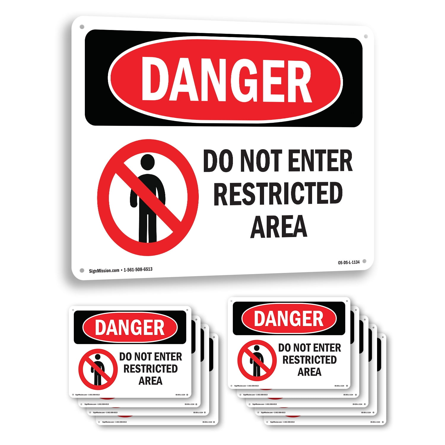 Do Not Enter Restricted Area OSHA Danger Rigid Plastic Sign 14 Inch x ...