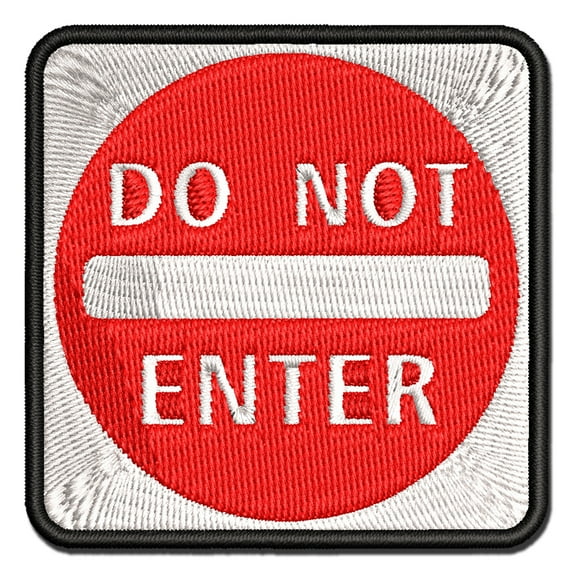 Do Not Enter Sign Red Circle Applique Multi-Color Embroidered Iron-On Patch - 2.5 Inch Small