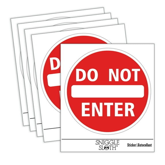 Do Not Enter Sign Red Circle Car Window Bumper Water Bottle Phone Tablet Laptop Waterproof Vinyl Decal Sticker Set 5-Pack - Gloss Finish - 4.0"