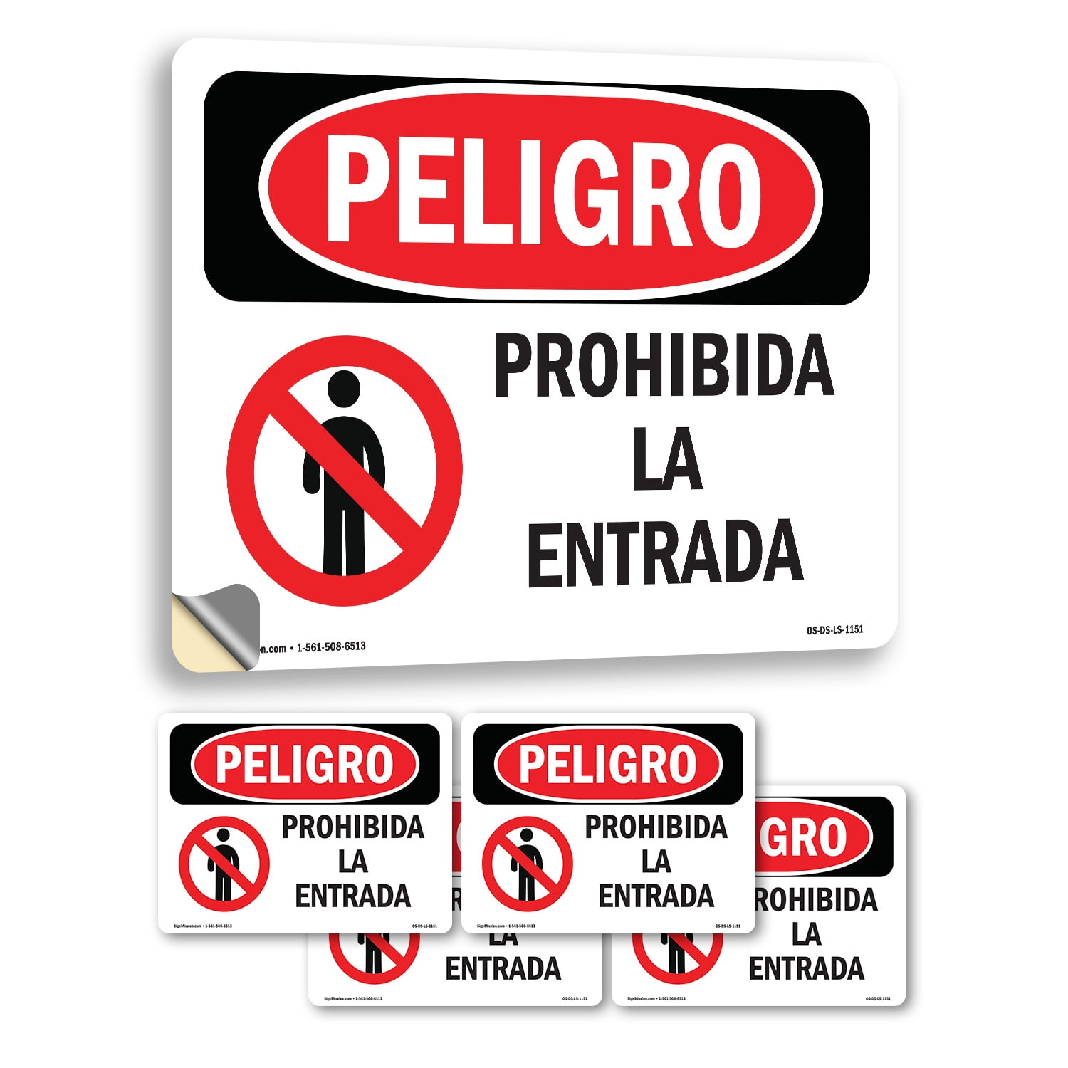 Do Not Enter Spanish OSHA Danger Vinyl Decal Label 14 Inch x 10 Inch ...