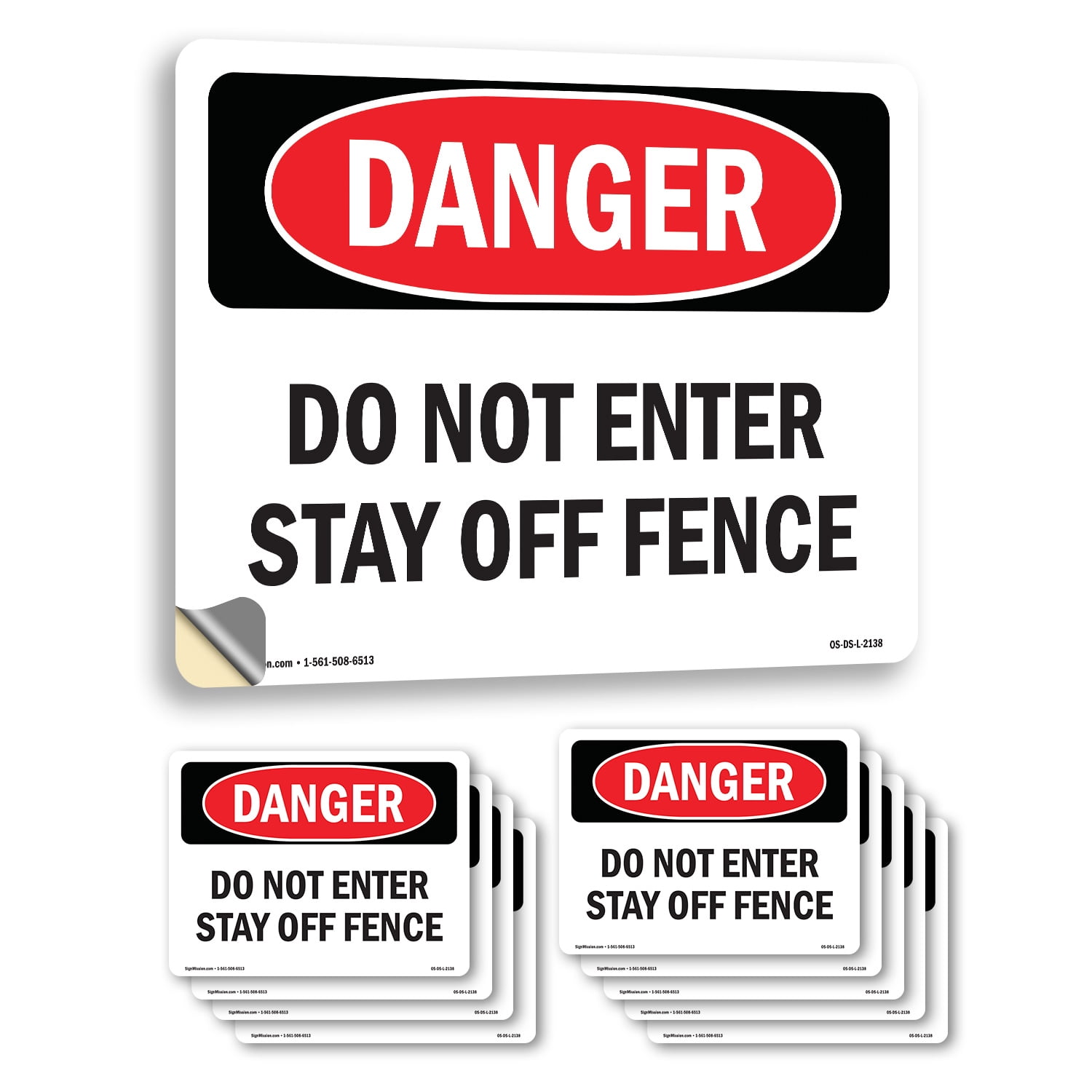 Do Not Enter Stay Off Fence OSHA Danger Vinyl Decal Label 14 Inch x 10 ...