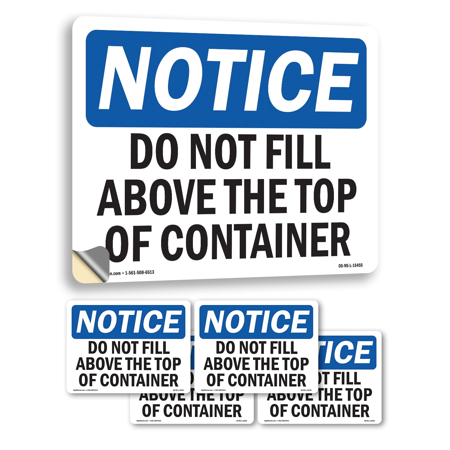 Do Not Fill Above Top Of Container OSHA Notice Vinyl Decal Label 18 ...