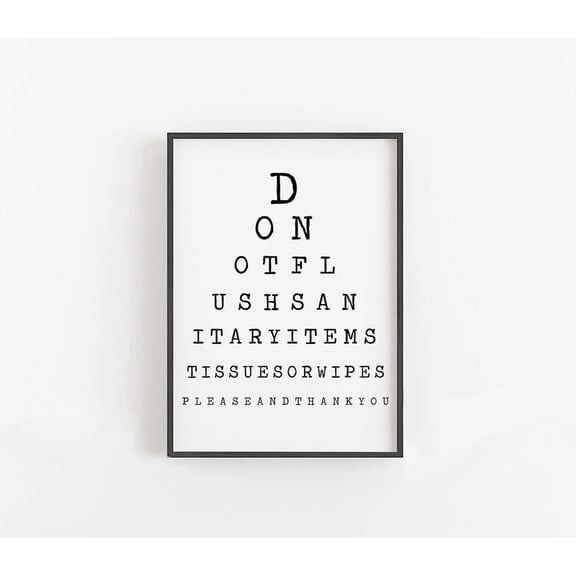 Do Not Flush Bathroom Eye Chart Sign, Bathroom Wall Art Prints, Funny Bathroom Signs Toilet, Bathroom Rules Sign, Stretched Canvas Size 16x24