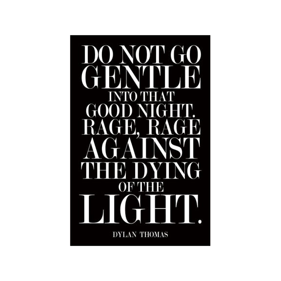 Do Not Go Gentle Famous Poem Quote Poster Motivational Literary Art Typography Print for Home Office and School Decor Inspirational Wall Art