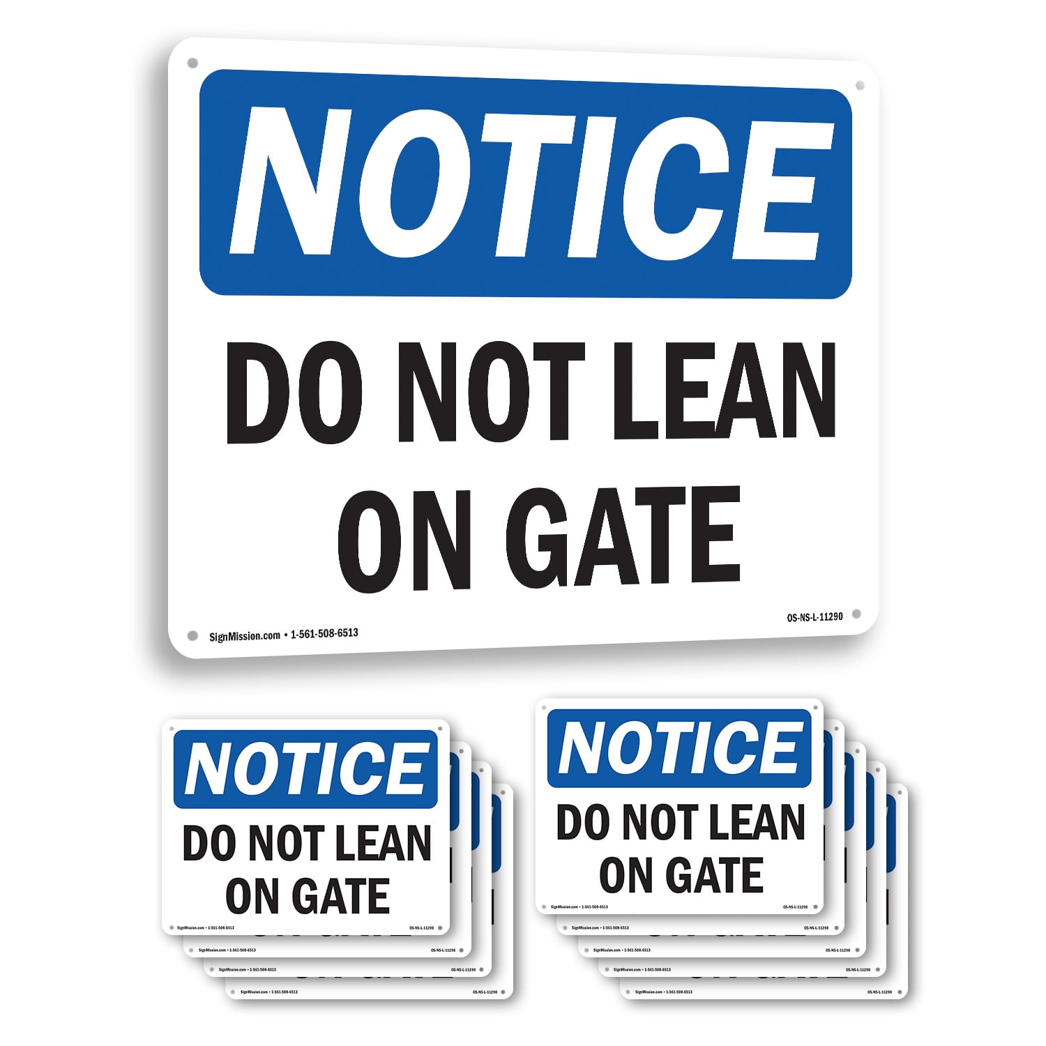 Do Not Lean On Gate OSHA Notice Aluminum Sign 24 Inch x 18 Inch - 10 ...
