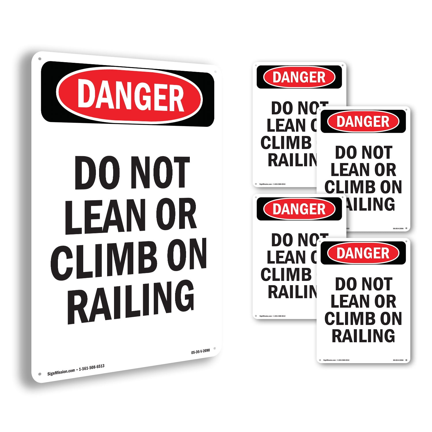 Do Not Lean Or Climb On Railing OSHA Danger Rigid Plastic Sign 18 Inch ...