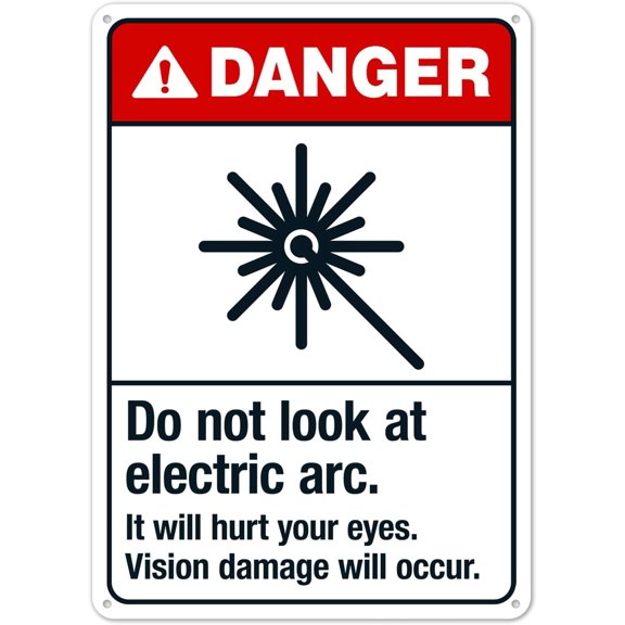 Do Not Look At Electric Arc It Will Hurt Your Eyes Sign, ANSI Danger Metal Sign 12X8 Inches