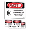 thumbnail image 1 of Do Not Look Directly Into Class IIIb Laser OSHA Danger Rigid Plastic Sign 14 Inch x 10 Inch - 5 Pack, 1 of 8