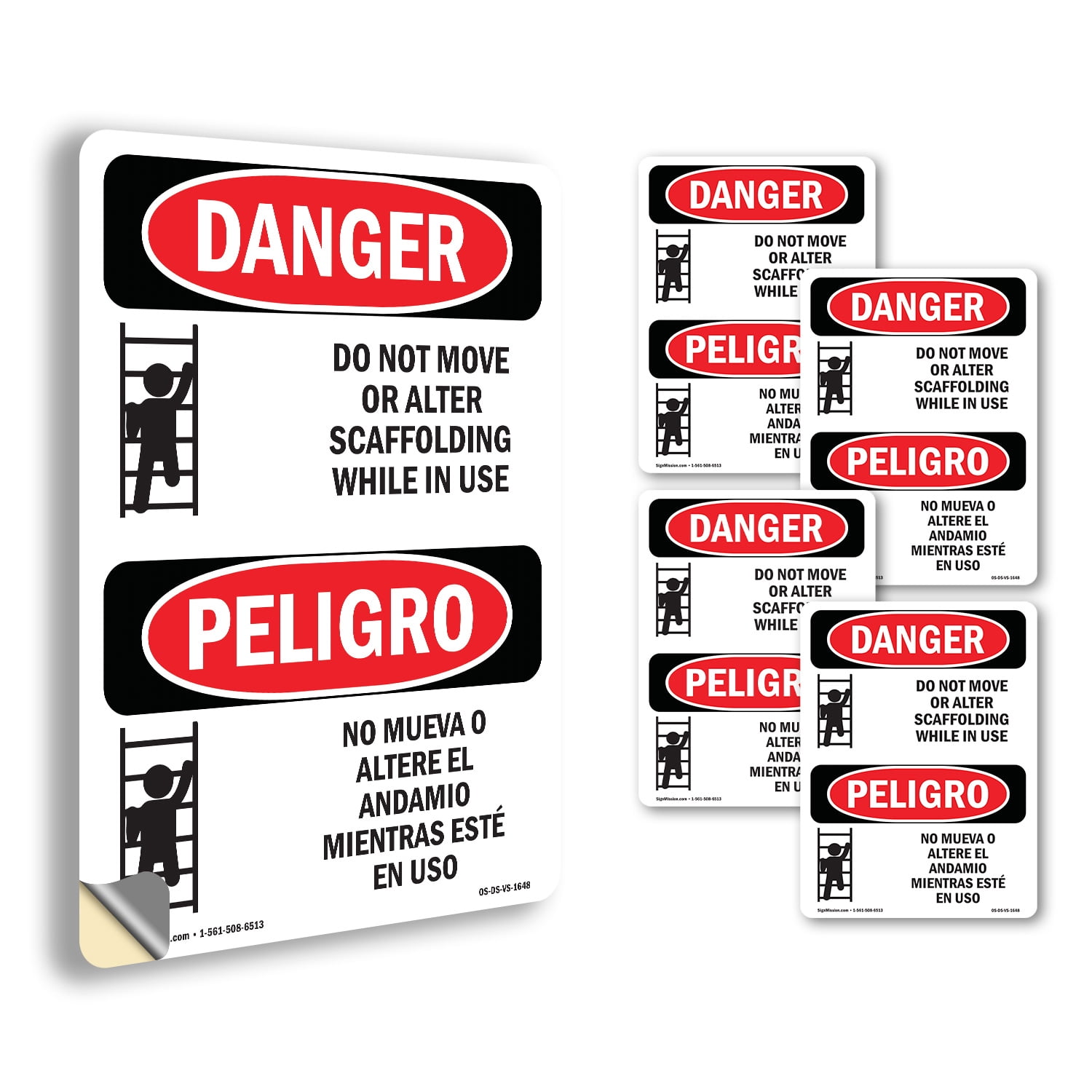 Do Not Move Or Alter Scaffolding Bilingual OSHA Danger Vinyl Decal ...