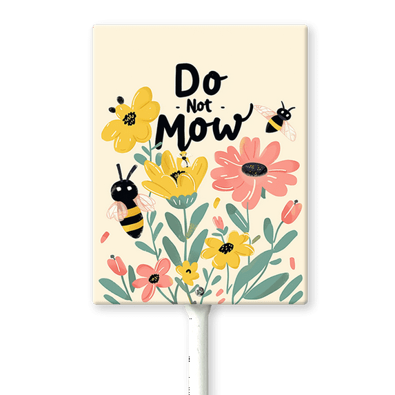 Do Not Mow Sign with Metal Stake 8 x 12 Inches No Mow May Yard Sign No Mow Signs Aluminum Garden Signs Outdoor for Lawn Yard Garden Decor, Easy to Install
