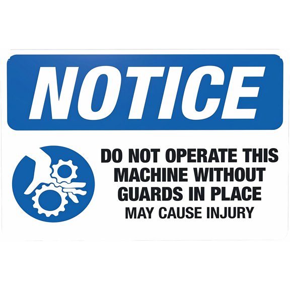 Do Not Operate This Machine Without Guards In Place Warning Sign - 8"x12" Security Metal Sign, Rustic Caution Decor for Home Garage