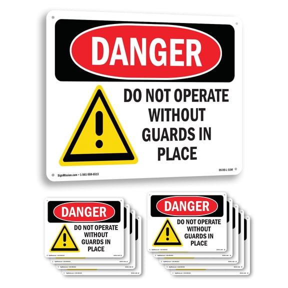 Do Not Operate Without Guards In Place OSHA Danger Aluminum Sign 10 Inch x 7 Inch - 10 Pack