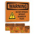 thumbnail image 1 of Do Not Operate Without Guards In Place OSHA WARNING Rigid Plastic Sign 14 Inch x 10 Inch - 5 Pack, 1 of 9