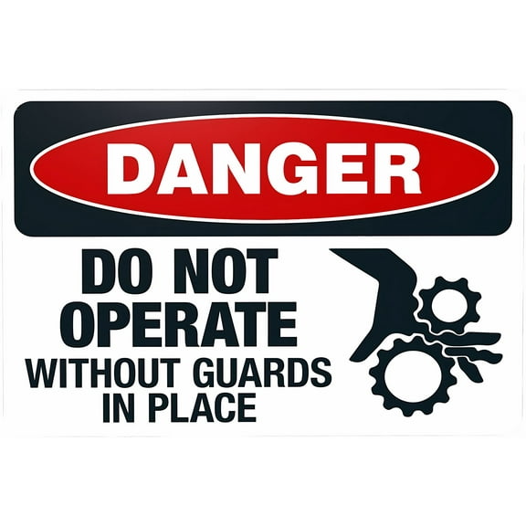 Do Not Operate Without Guards In Place Warning Sign - 8"x12" Security Metal Sign, Vintage Caution Decor for Home Garage