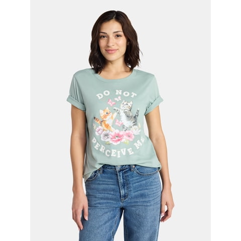 Do Not Perceive Me Women’s Graphic Tee with Short Sleeves, Sizes XXS-XXL