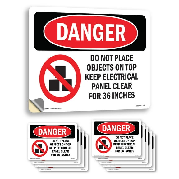Do Not Place Objects On Top OSHA Danger Vinyl Decal Label 5 Inch x 3.5 Inch - 10 Pack