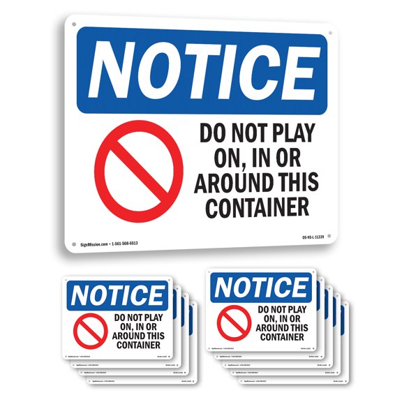 Do Not Play On In Or Around OSHA Notice Aluminum Sign 10 Inch x 7 Inch - 10 Pack