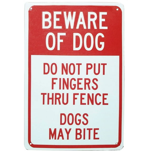 Do Not Put Fingers Thru Fence Dogs May Bite Security Sign Outdoors yard Signs Safety Warning Sign Wall Decorative Metal Tin Signs Size 8 X 12 Inch