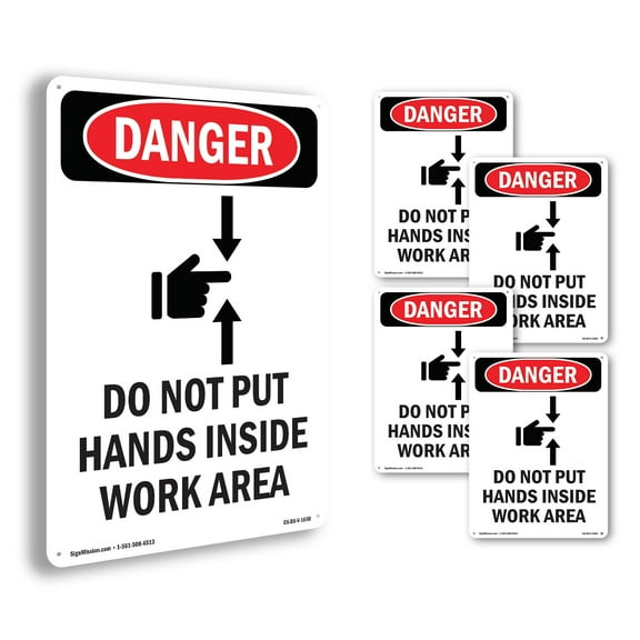Do Not Put Hands Inside OSHA Danger Aluminum Sign 14 Inch x 10 Inch - 5 Pack
