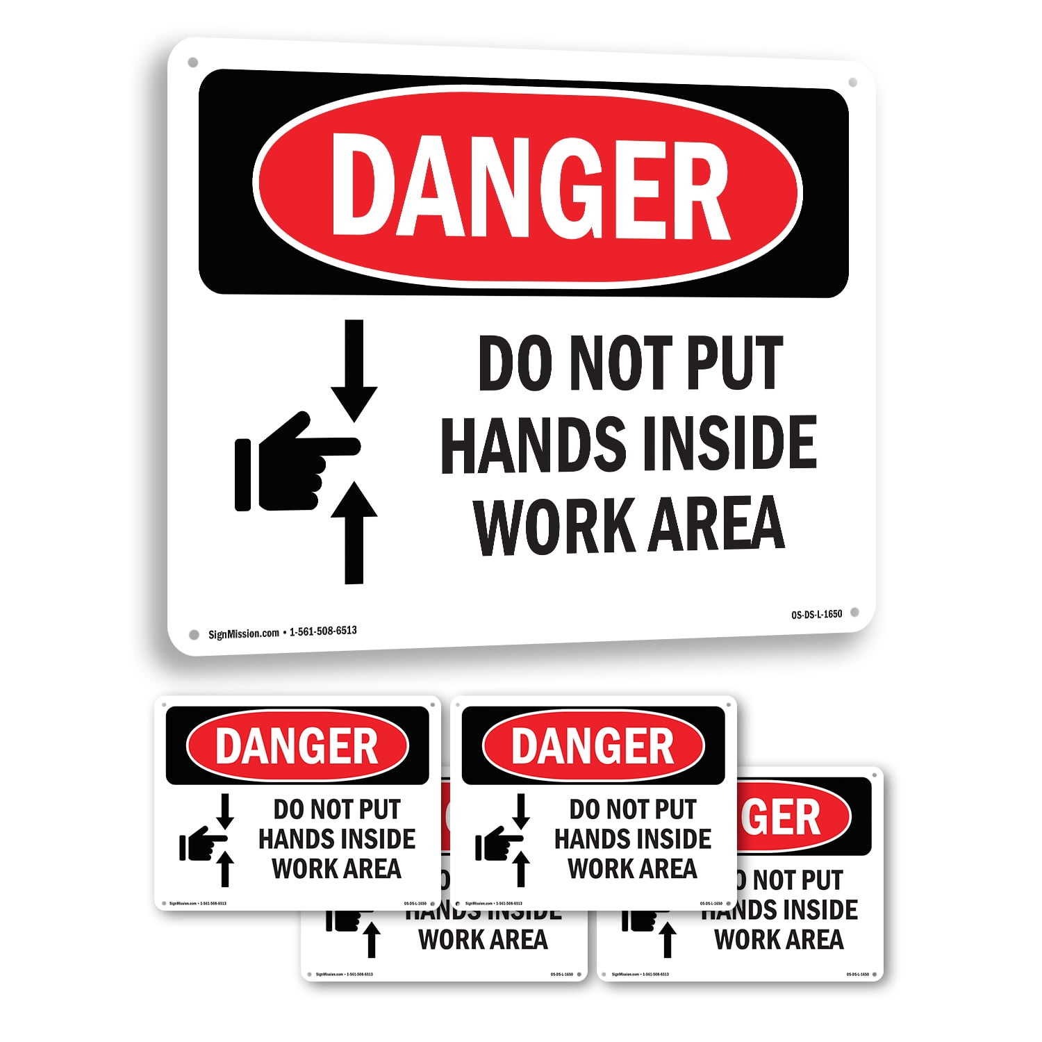 Do Not Put Hands Inside Work Area OSHA Danger Rigid Plastic Sign 24 ...