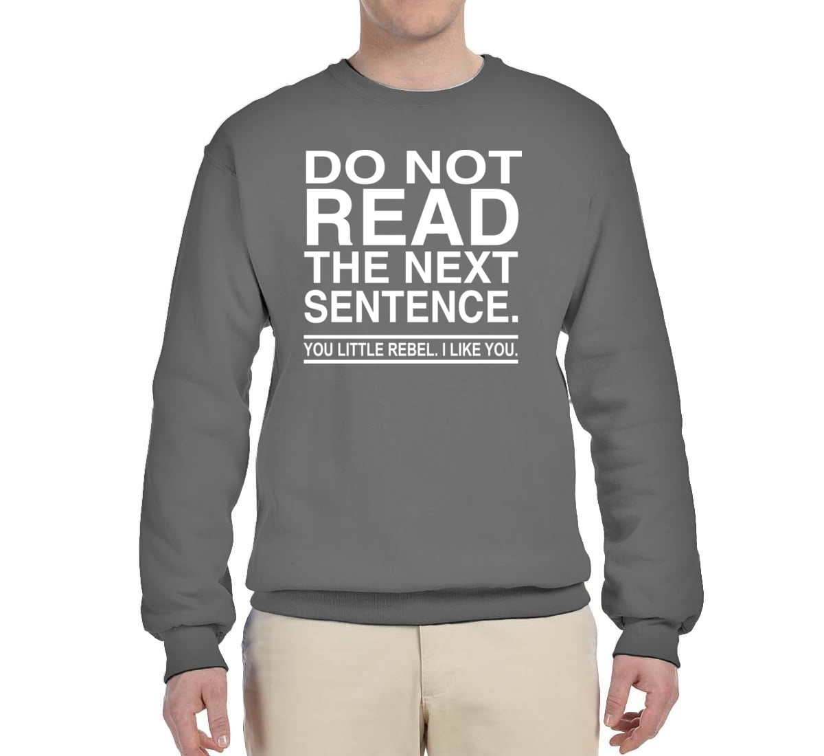 Do Not Read the Next Sentence Mens Humor Graphic Sweatshirt Charcoal Medium