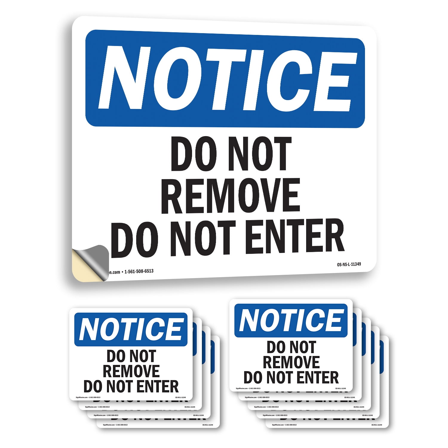 Do Not Remove Do Not Enter OSHA Notice Vinyl Decal Label 10 Inch x 7 ...