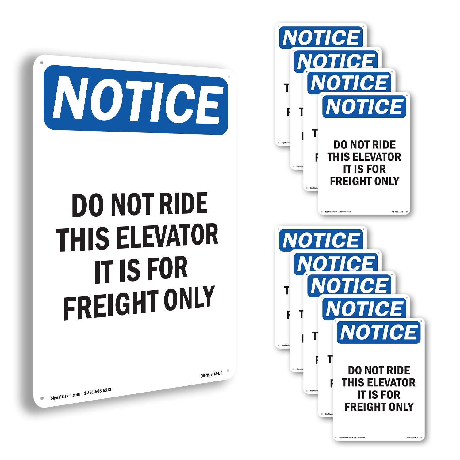 Do Not Ride This Elevator Freight Only OSHA Notice Aluminum Sign 10 ...