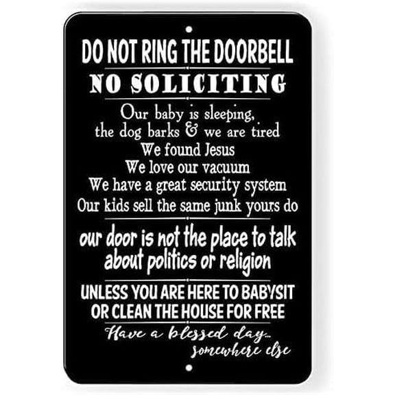 Do Not Ring Bell No Soliciting Baby Sleeping Funny Metal Sign Gift For Women Men 8x12 Inch
