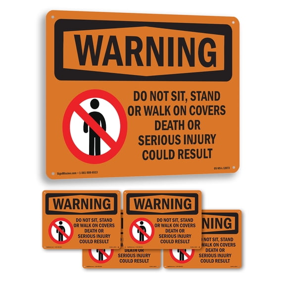 Do Not Sit Stand Or Walk On With Symbol OSHA WARNING Aluminum Sign 10 Inch x 7 Inch - 5 Pack